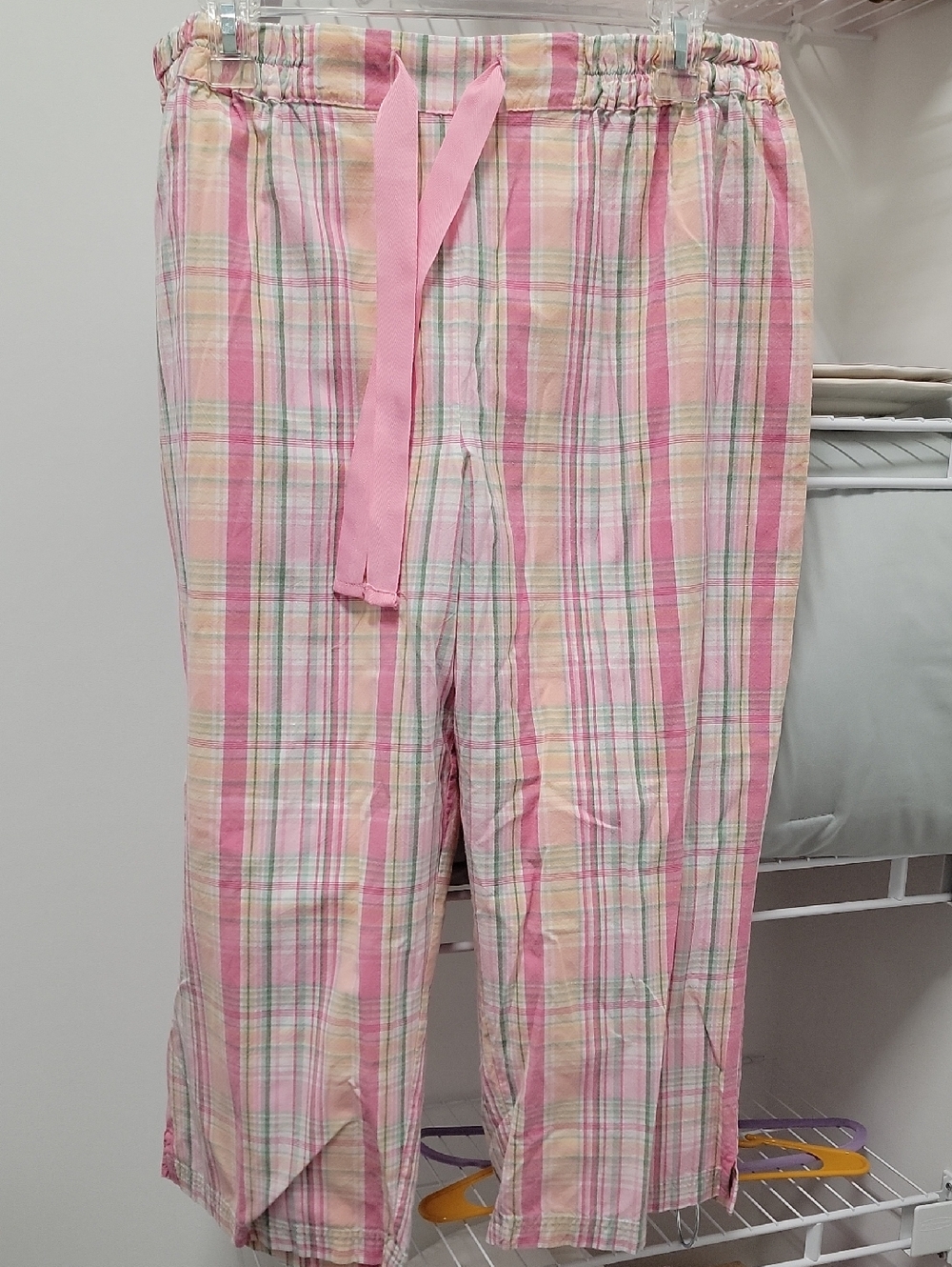 JOCKEY Pink Plaid XL Drawstring Lounge Pants/Capri